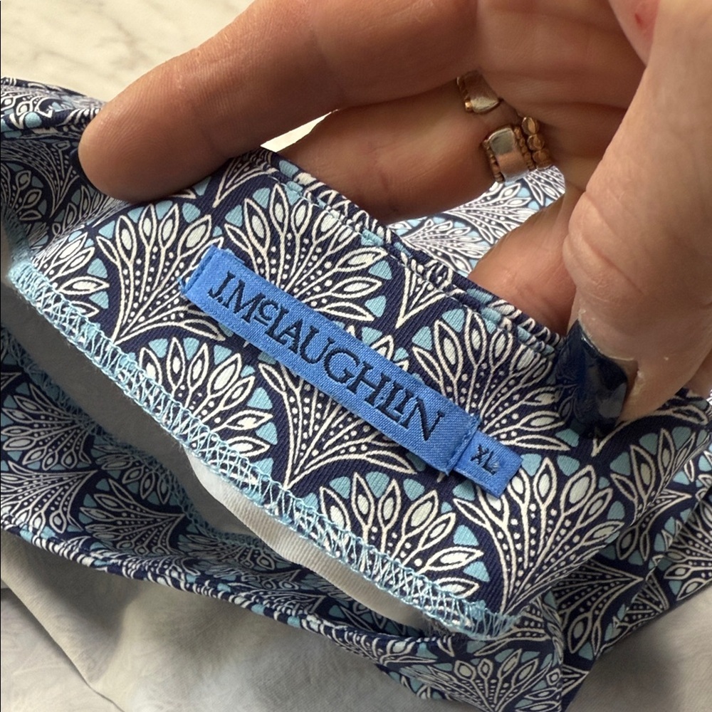 J. McLaughlin Blue Printed Boatneck Long-Sleeve Top - Picture 14 of 14